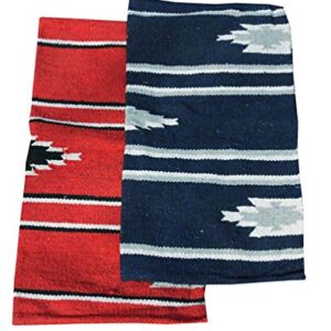 Westliche Satteldecke für Ponysattel, Navajo-Design, blau-gestreift, bequemer Reitkomfort, geeignet für Western-Settings