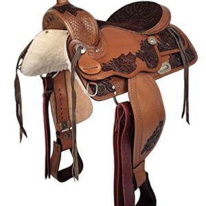 Hochwertiger Westernsattel aus Büffelleder, ideal für Westernreiten, Größe 17 Zoll