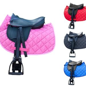 Brama West Kinder Shetty Sattel Set My Little Pony, Sattel für Shetty Pony Holzpferd Plüschpferd mit Satteldecke, Sattelgurt, Steigbügel & Steigbügelriemen