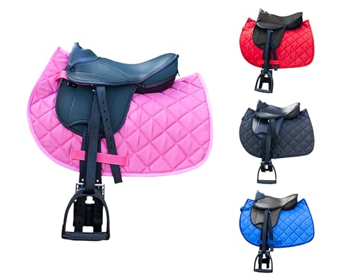 Brama West Kinder Shetty Sattel Set My Little Pony, Sattel für Shetty Pony Holzpferd Plüschpferd mit Satteldecke, Sattelgurt, Steigbügel & Steigbügelriemen