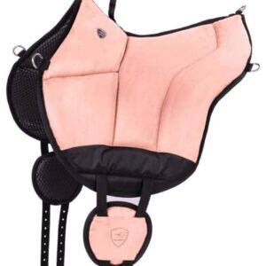 Bareback Pad aus Mikrofaser in Rosa mit Neopren Unterseite für Reiten, geeignet für Pferde mit Baumloser Sattel