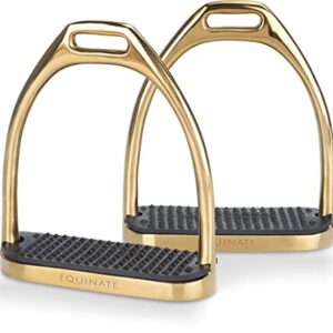 Equinate Steigbügel Luna 12cm Gold mit anti-rutsch Trittfläche für Erwachsene und Kinder - Reitsport - Steigbügel für optimalen Komfort