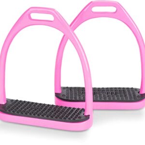 Rosa Steigbügel mit Anti-Rutsch Trittfläche aus Gummi für Erwachsene und Kinder, 2 Stück