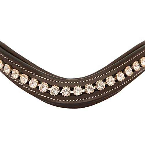 Elegantes und attraktives Stirnband aus weißem Kristall für Pferde, Havannabraun, Warmblut (Übergröße)