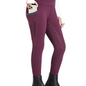 FitsT4 Sports Mädchen Reitleggings Strumpfhosen mit Silikon-Vollsitz-Gewebe, hoher Taille und zwei Seitentaschen für das Reiten