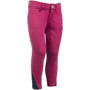 HKM Kinder Reithose mit silikoniertem Kniebesatz, Bequeme und flexible Reithose für Kinder, dunkelblaue Farbe, ideal für Reitstunden