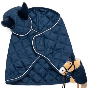 Hoofly Hobby Horse Zubehör Set, Decke & Fliegenhaube in Blau für Hobby Horses [TÜV geprüft], hochwertige Ausstattung im Set, ideal für Spiel & Training