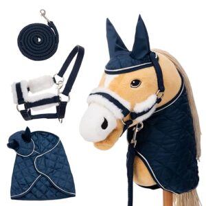 Hobby Horse Zubehör Set mit Halfter, Strick und Decke in Blau für Spiel, Training und kleine Turniere