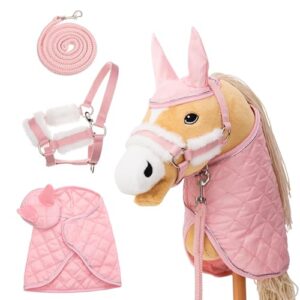 Hoofly Hobby Horse Zubehör Set in Pink: Halfter, Strick, Decke und Fliegenhaube für Hobby Horses - TÜV geprüft