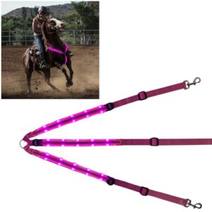 LED Pferdegeschirr, verstellbarer Luminous Horse Vorderzug Brustgurt für Pferde zum Pferdesport, rosa Farbe