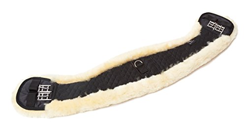 Lammfell Sattelgurt Dressur Kurzgurt Mondgurt 50cm, schwarz/medium 20 Zoll