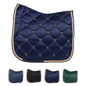 Dessurschabracke mit hochwertiger Schaumstoff-Füllung, Barockschabracke inkl. Zierkordel, schnell trocknend & atmungsaktiv, Warmblut Schabracke in Marine/roségold Farbe