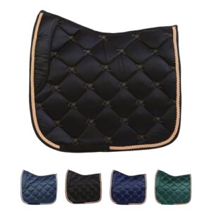 Marengos Schabracke Sevilla mit Schaumstofffüllung, Vielseitigkeitsschabracke in schwarz/roségold für Pferde mit hoher Komfort-Eigenschaften und atmungsaktiver Schabracke