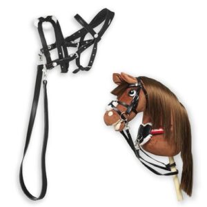 Panduro Hobby Horse Zubehör, Bollard und Grackle-Zaumzeug für Steckenpferde, verstellbar, stilvolle Dekoration für Hobbypferde - Schwarz