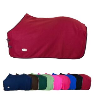 Atmungsaktive Pferdedecke mit Schweifkordel, Widerristpolster und Metallverschluss - Pferdematratze in Weinrot für Transport und Pflege