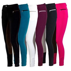 Kinder-Reithose RL24 mit 3/4 Besatz aus Wildlederimitat, Reitleggings in Blau/Schwarz, Größe 134
