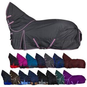 RL24 Weidedecke Full Neck Basicline 600D Nylonfutter mit Füllung für Pferde - wasserdichte Outdoordecke mit Kreuzbegurtung