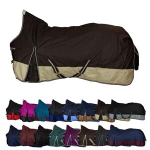 Pferdedecke in Braun/Beige, wasserdichte Outdoordecke mit Kreuzbegurtung, Regen- und Übergangsdecke für Pferde