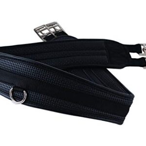 Rhinegold 0 Synthetic Comfort Girth-56 Gurt, Schwarz, 142,24 cm - hochwertiger Pferdegurt mit synthetischem Leder und silbernen Hardware