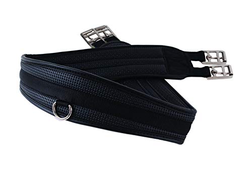 Rhinegold 0 Synthetic Comfort Girth-56 Gurt, Schwarz, 142,24 cm - hochwertiger Pferdegurt mit synthetischem Leder und silbernen Hardware