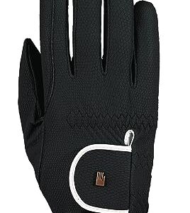 Damen Reit-Handschuh, schwarz/weiß 7.5, Roeckl Sports LONA Sommer Handschuh für Damen