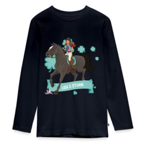 Navy-Langarmshirt mit Lisa & Storm von Schleich Horse Club, ideal für Teenager im Alter von 9 bis 14 Jahren