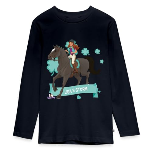 Navy-Langarmshirt mit Lisa & Storm von Schleich Horse Club, ideal für Teenager im Alter von 9 bis 14 Jahren