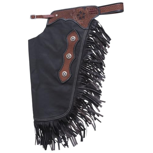 Tough 1 Premium Glatt Leder Chinks mit Korbgeflecht, Filigran-Braun-Medium für Pferde