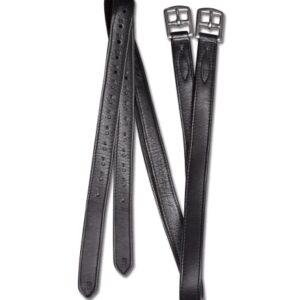 Waldhausen Steigbügelriemen X-Line Soft, 160 cm, schwarz - hochwertiger Riemen für die Reiterei mit formstabilen Nylonkern und weichem Leder