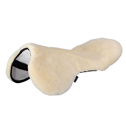 Komfortabeler Sitzbezug für Pferde aus echtem Lammfell, passend für Englische Sättel mit Größe 15,5-17,5 Zoll.