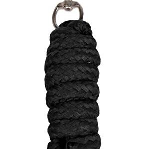 ARBO-INOX Anbindestrick für Halfter 2 Meter mit Karabiner, schwarzes Produkt aus weichem Material mit silberfarbener Karabiner-Sicherung und einfachem Schnappverschluss, verfügbar in 13 Farben.