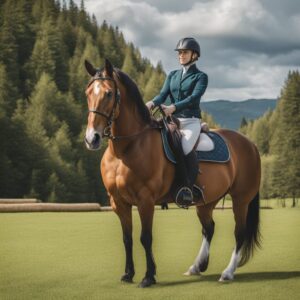 Ein Bild eines Pferdes mit einem Reiter, das ein perfektes Gleichgewicht zwischen Sicherheit und Komfort zeigt. Die perfekten Aufziehtrensen für jeden Pferdeliebhaber.