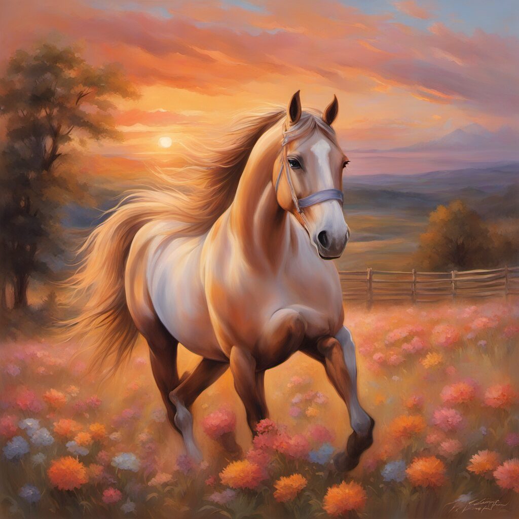 Country-Stiefel für Pferdeliebhaber - Idyllische Landschaft mit Pferd und Country-Stiefeln