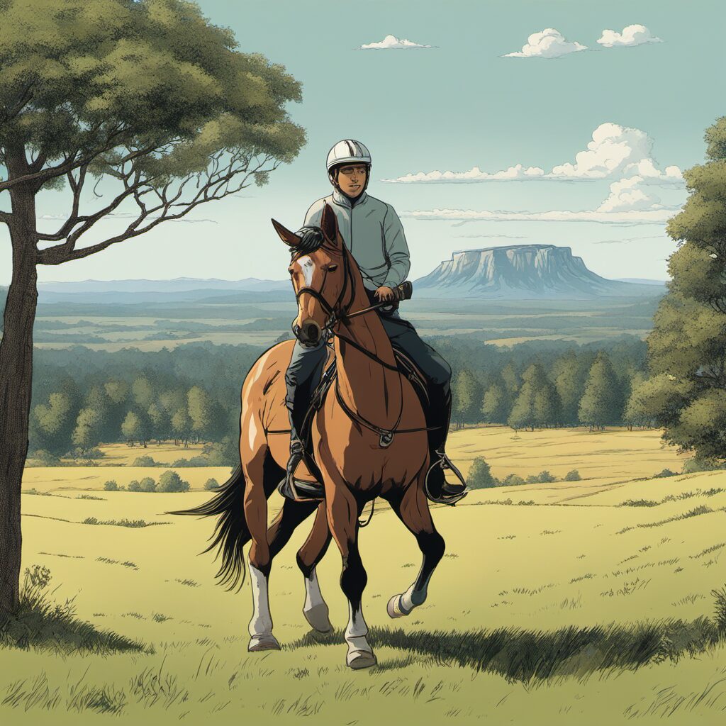 Reiter mit D-Gebiss auf Pferd und Bildschirm mit Auswahl an D-Gebissen von Akozon, Equinate und Sprenger