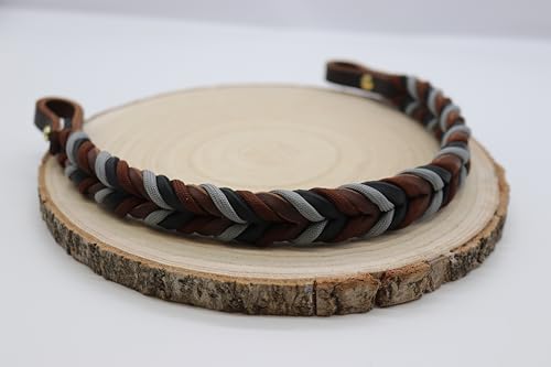 Einzigartiger Stirnriemen aus hochwertigem Fettleder und Paracord für Trense & Kandare, handgemacht in Deutschland