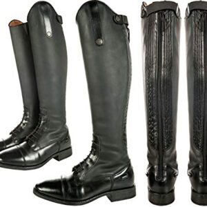 Klassische Reitstiefel für Erwachsene, Hkm 9113 Sevilla, Rindsleder, Langlänge/Enge Weite, Unisex 36-46 Hose, 9100 Schwarz, 45 EU