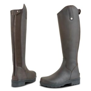 Reitstiefel aus purem Wolle, brauner Farbe, ideal für den kalten Winter, innen gefüttert mit Schurwolle-Fleece, elastischer Einsatz und extra dicker TPR-Profilsohle.