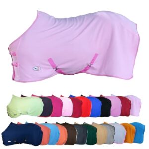 RL24 - Abschwitzdecke mit Kreuzgurt Basicline. Pferde-Outdoordecke in Rosa. Atmungsaktive Fleece-Decke für Hengste und Stuten.