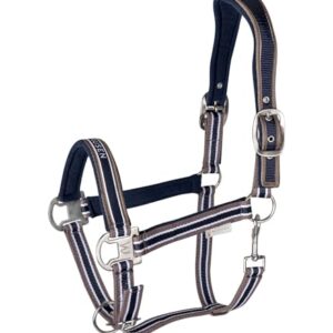 Waldhausen Halfter Athletic, Nachtblau/Taupe, ein hochwertiges und bequemes Reitzeug für Pferde mit anatomischer Genickstücke und weicher Polsterung