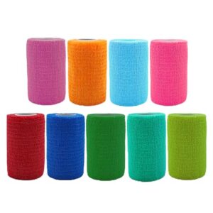 Selbstklebender Verband 9 Rollen, 7,5 cm x 4,5 m Pflaster Rolle Verbandsmaterial für Sport, Handgelenk, Haustiere wie Hunde, Pferde und Katzen