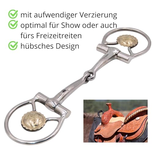 Hochwertiges Reitgebiss mit präzisen Conchos und mittelstarkem D-Gebiss für den täglichen Reitsport
