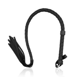 Hochwertige schwarze Pferdepeitsche aus Kunstleder mit ergonomischem Griff für Outdoor-Training und Reitsport, ideal für Cosplay-Anwendungen