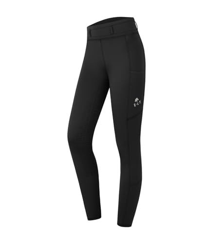 Schwarze Thermo-Reitlegging Ella, Größe 34, mit Fleece-Innenseite und Silikon-Vollbesatzsaison für kältere Reitungen