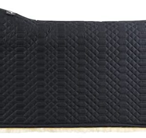 Lammfell Western Squarepad mit schwarzem Stoff und schwarzem Fell für Western-Reiter