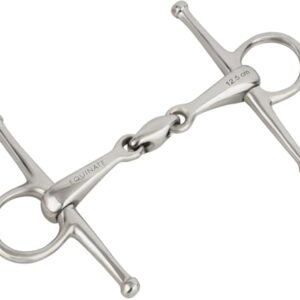 Equinate Schenkeltrense Edelstahl 16mm doppelt gebrochen 12,5cm - anatomisch geformtes maulfreundliches Gebiss mit sanfter Einwirkung - lasergravierte Größenangabe - Knebeltrense