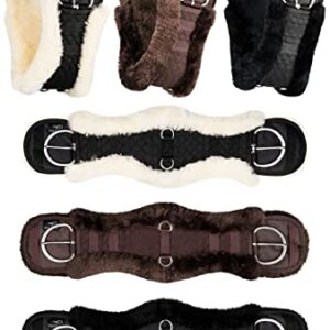 Equinate Westerngurt Classical mit echtem Lammfell - anatomischer Sattelgurt für Western, Bauch und Reiter, in verschiedenen Größen: 65-90cm, natur, braun, schwarz