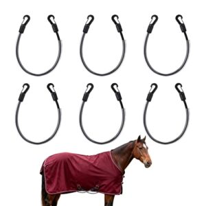 6 Stück Ersatz Beinriemen für Pferdedecken, elastische Verstellbare Beinriemen mit Doppelseitigem Clip