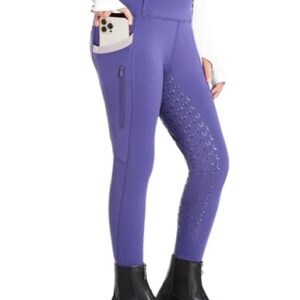 Kinder Reithose von FitsT4 Sports, trendige Silikon-Griffdesign, dehnbarer Stoff, rutschfest, 2+1 Taschen Design, hoher Bund für mehr Komfort, Bauchkontrolle durch hohen Bund, Gürtelschlaufen