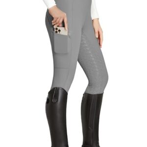 Damen Reithose mit Silikon-Vollbesatz, Handytasche und Gürtelschlaufen für Reitsport und Pferdetraining