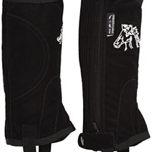 Kinderreitschuhe von HOHM - Reitletten mit Elastikeinsatz und Nubukimitat, schwarz, 6 cm - für kleine Reiter sicherer Komfort während des Reitens